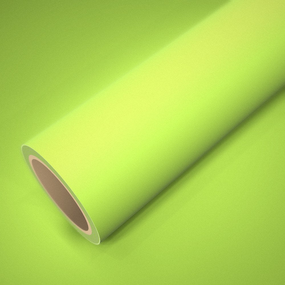 Rotolo di pellicola ICR® giallo fluo opaco su un foglio della stessa pellicola