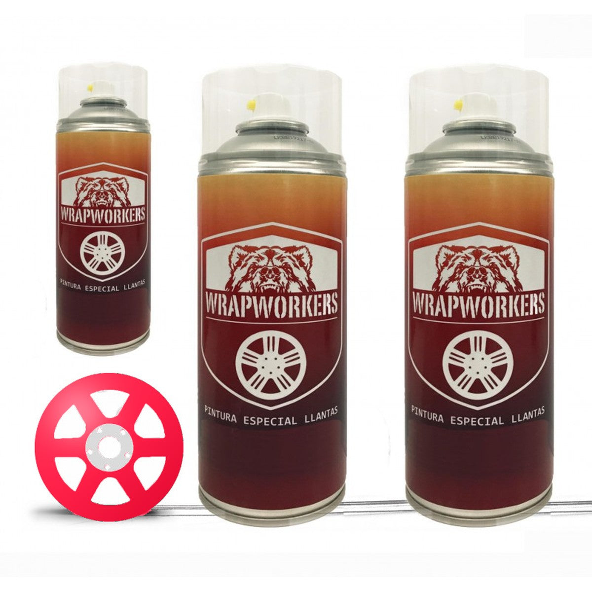 Kit vernice spray per cerchi · Rosso fluo lucido
