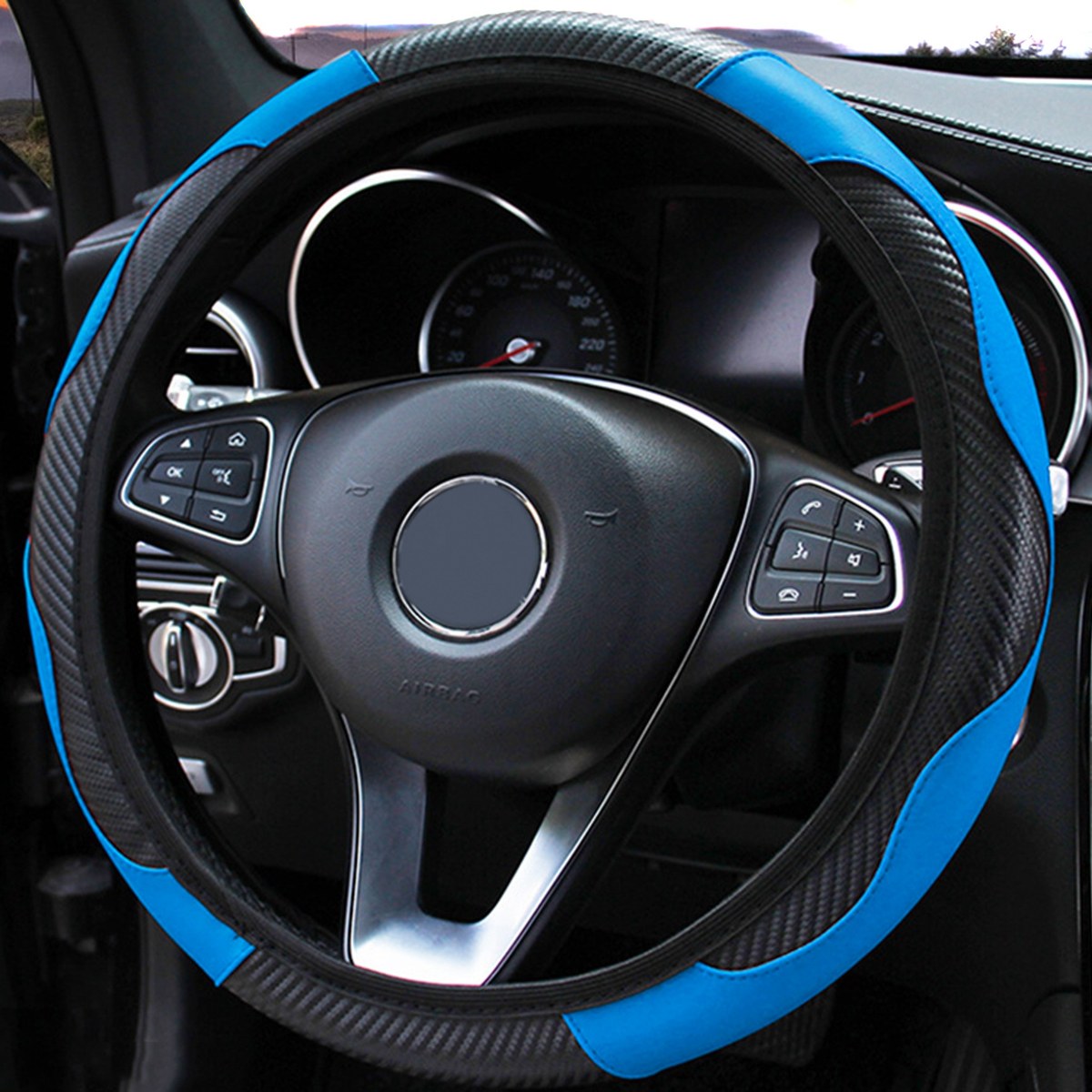 Coprivolante effetto carbonio blu
