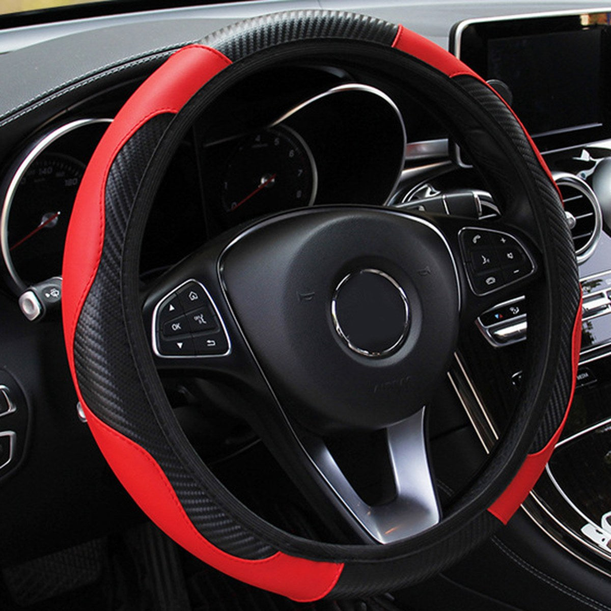 Coprivolante effetto carbonio rosso